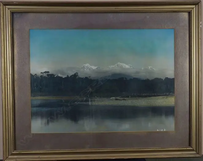 UNKNOWN Artist (NZ A48), Southern Alps, c.1900 Handcoloured photo, c.1900, 380mm x 540mm Image 1++
