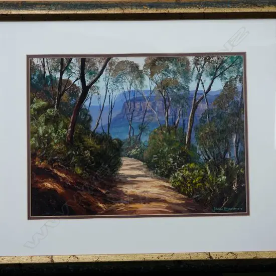 EMMETT, John (AUS 1927-), A Cliff Walk, Acrylic on paper, signed, 290mm x 390mm