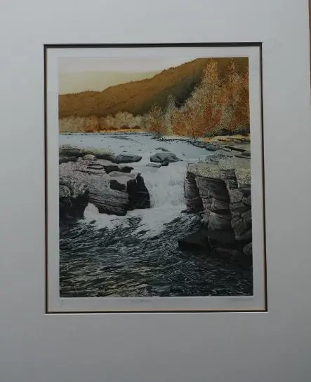 BROWNE, James (Scotland 20thC), River Moriston, Screenprint, signed, 430mm x 340mm Image 1++