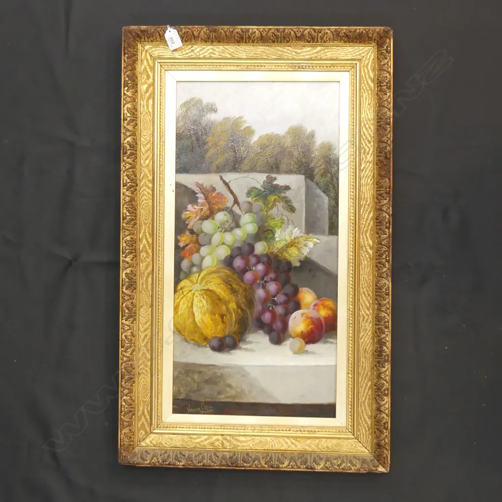 HENRY CLAIR STILL LIFE w. FRUIT OIL ON BOARD SIGNED 600x310mm Image 1++
