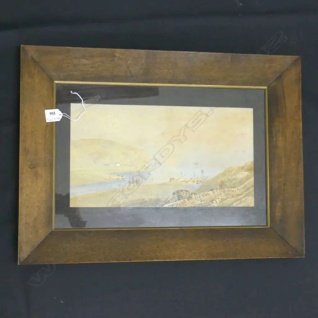 GEORGE STEVEN ANTIQUE W/C 'DONBEATH HARBOUR SCOTLAND' ORIG. OAK FRAME w. BORER 205x380mm  Image 1++