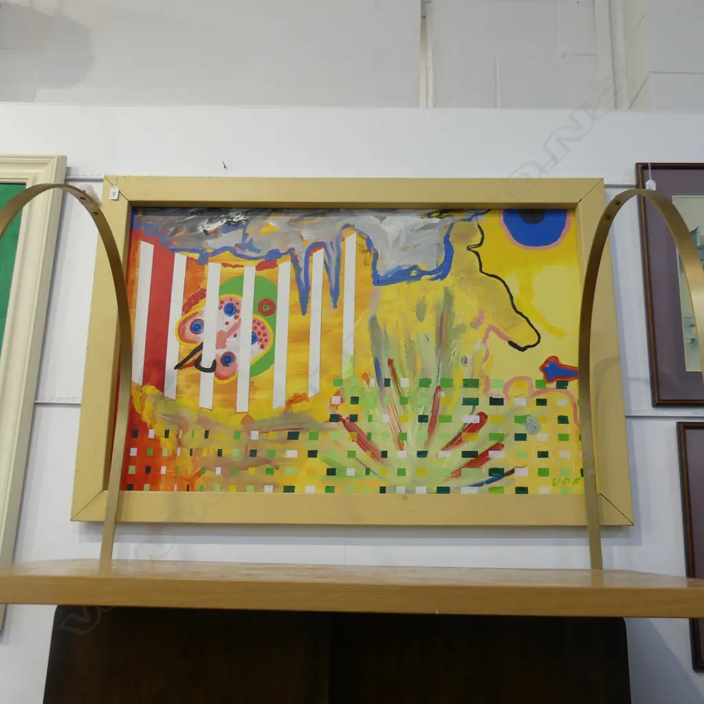 LGE ABSTRACT ACRYLIC ON BOARD SIGNED 'U P F 96' 720x1140mm Image 1++