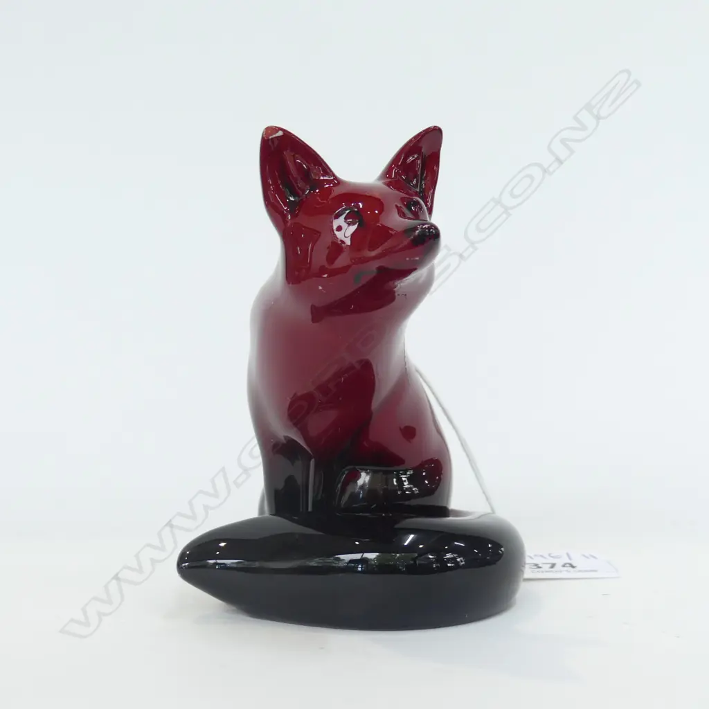 ROYAL DOULTON FLAMBE FOX SIGNED 'FM' FRED MOORE H.110mm (repaired / ear chipped)  Image 1++