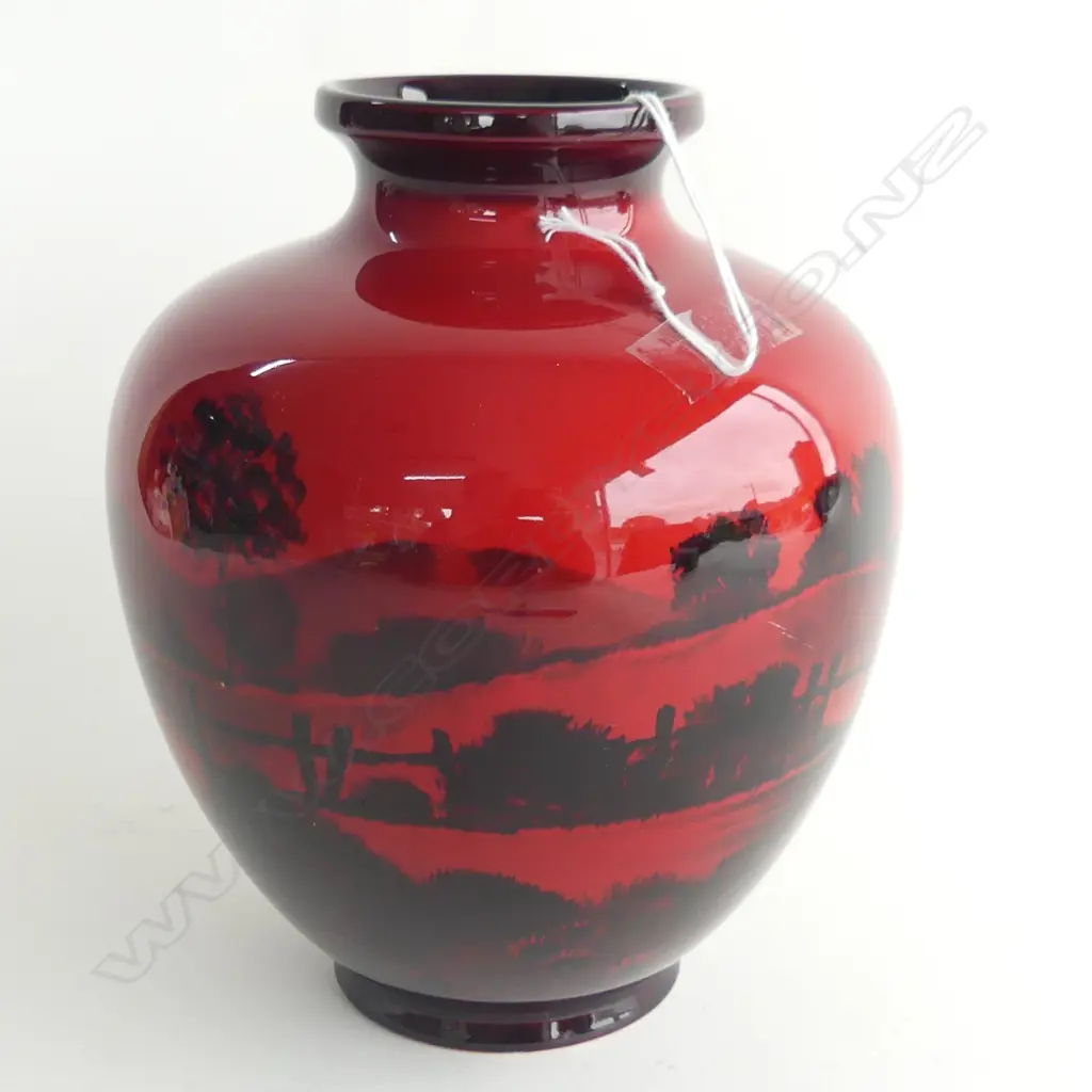 ROYAL DOULTON FLAMBE VASE SIGNED 'FM' FRED MOORE H.190mm... Image 1++
