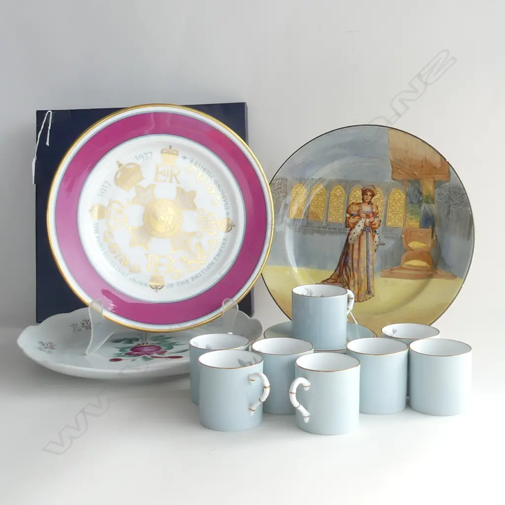 8 ROYAL WORCESTER COFFEE C/S (1 AF) + 3 PLATES; AYNSLEY (boxed), GERMAN, DOULTON Image 1++