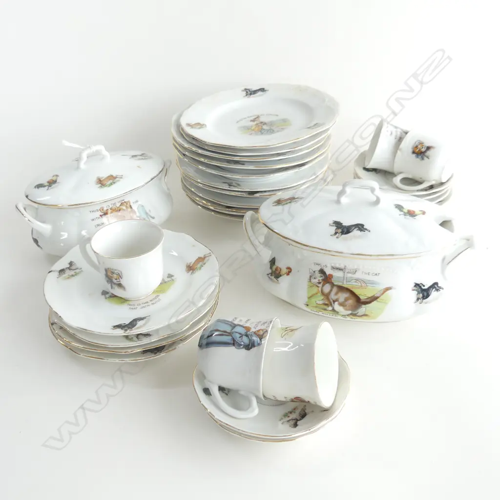 PART VINTAGE GERMAN CHILDS DINNER NURSERY RYHME SET Image 1++