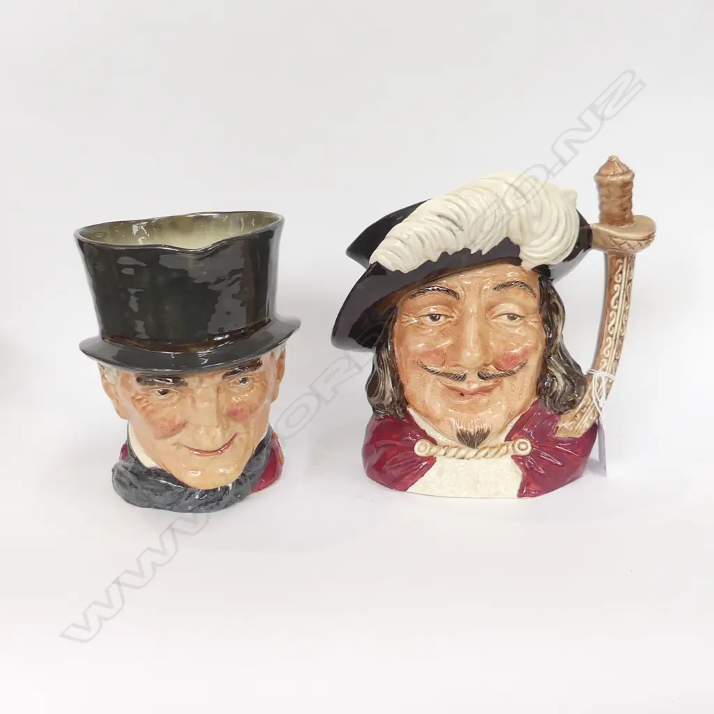 2 LG ROYAL DOULTON CHARACTER JUGS; JOHN PEEL H. 170MM & PORTHOS h. 195MM Image 1++
