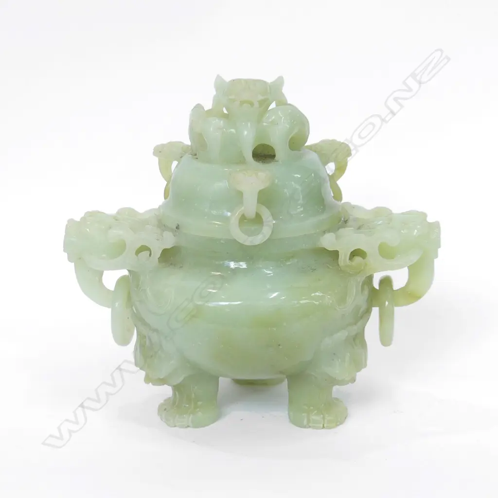 LG ORIENTAL JADE INCENSE BURNER - IN BOX H.  Image 1++