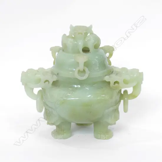 LG ORIENTAL JADE INCENSE BURNER - IN BOX H. 