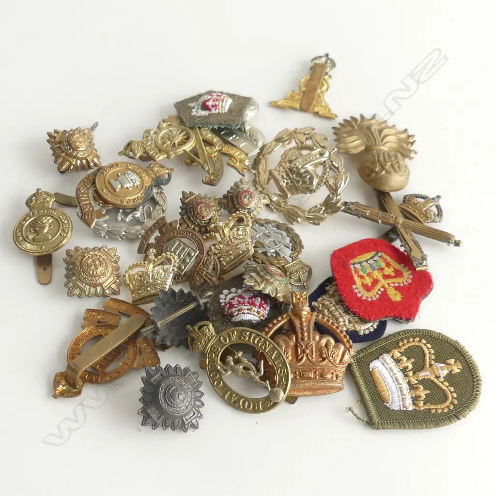 BAG ASST. WWI MILITARY BADGES & BUTTONS ETC Image 1++