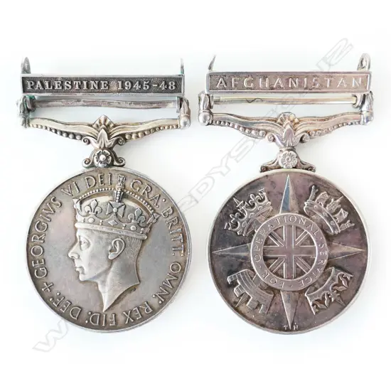 2 MEDALS: WWII GENERAL SERVICE - PALESTINE & 21stC OPERATIONAL SERVICE - AFGHANISTAN, BOTH NAMED