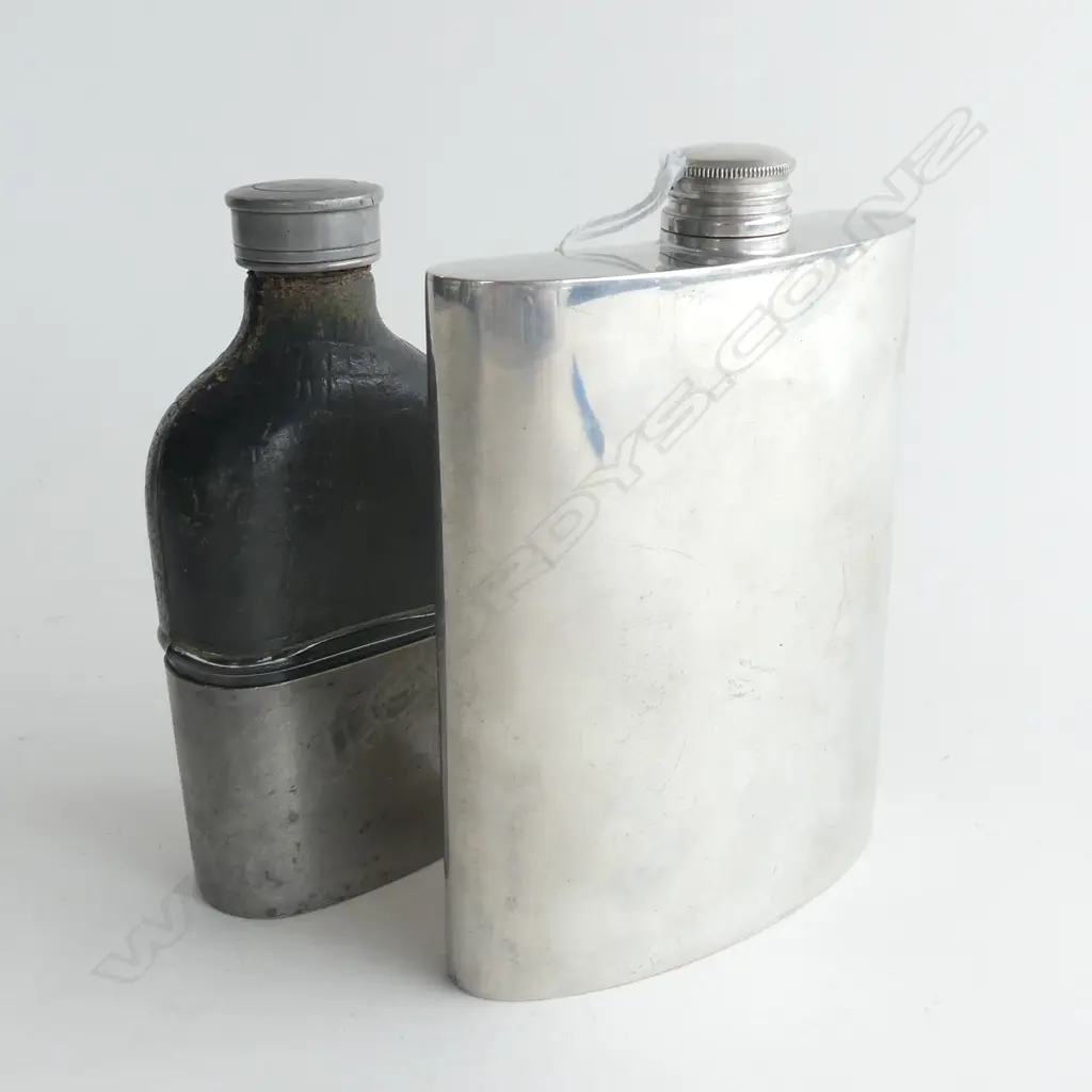 2 HIP FLASKS; ONE CROCODILE SKIN & ONE SHEFFIELD, ENGLAND  Image 1++
