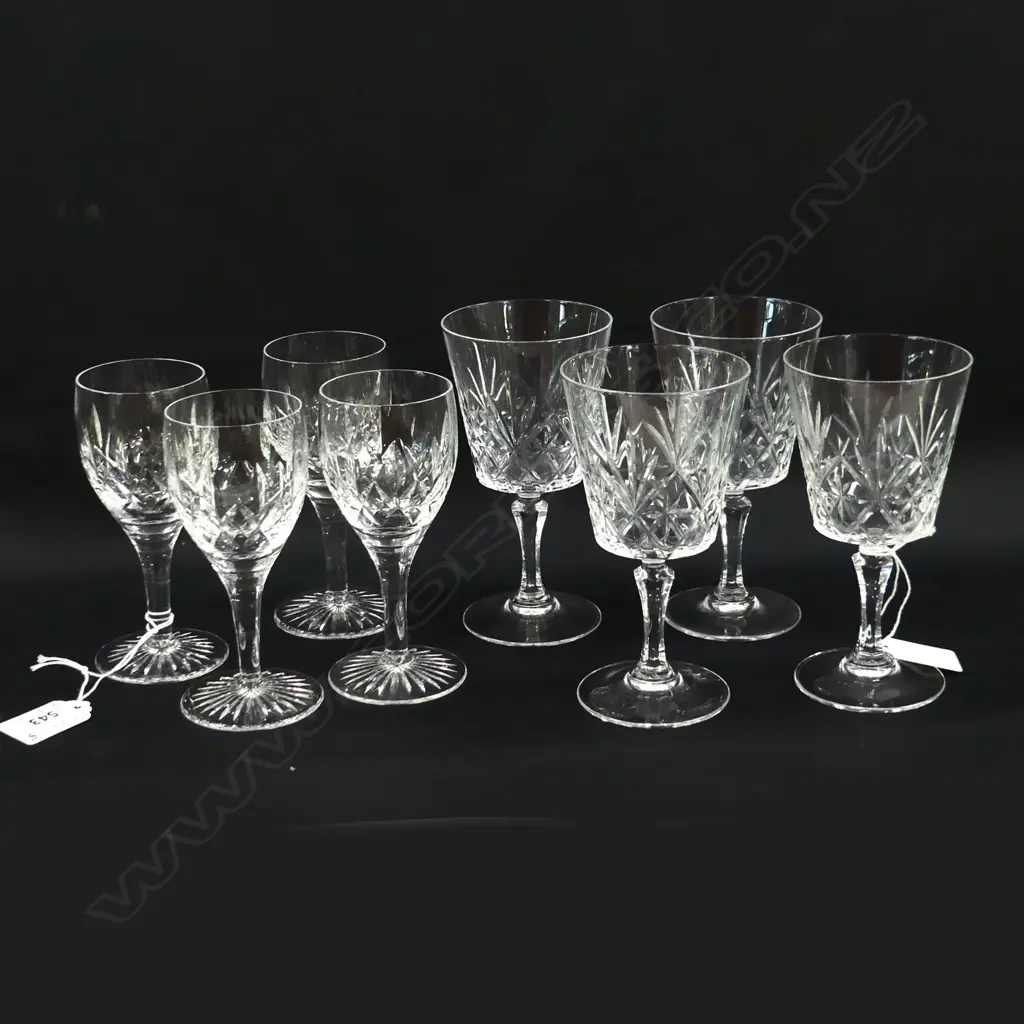 CUT CRYSTAL, 4 WINE GLASSES (H.140MM) & 4 LIQUEUR GLASSES (H.125MM) Image 1++