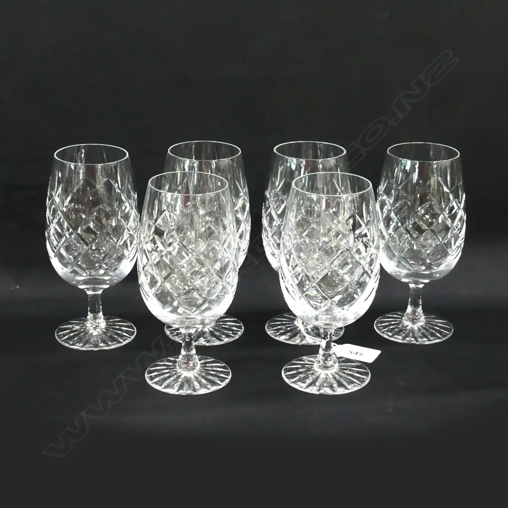 6 CUT CRYSTAL TALL STEMMED GLASSES H. 165MM Image 1++