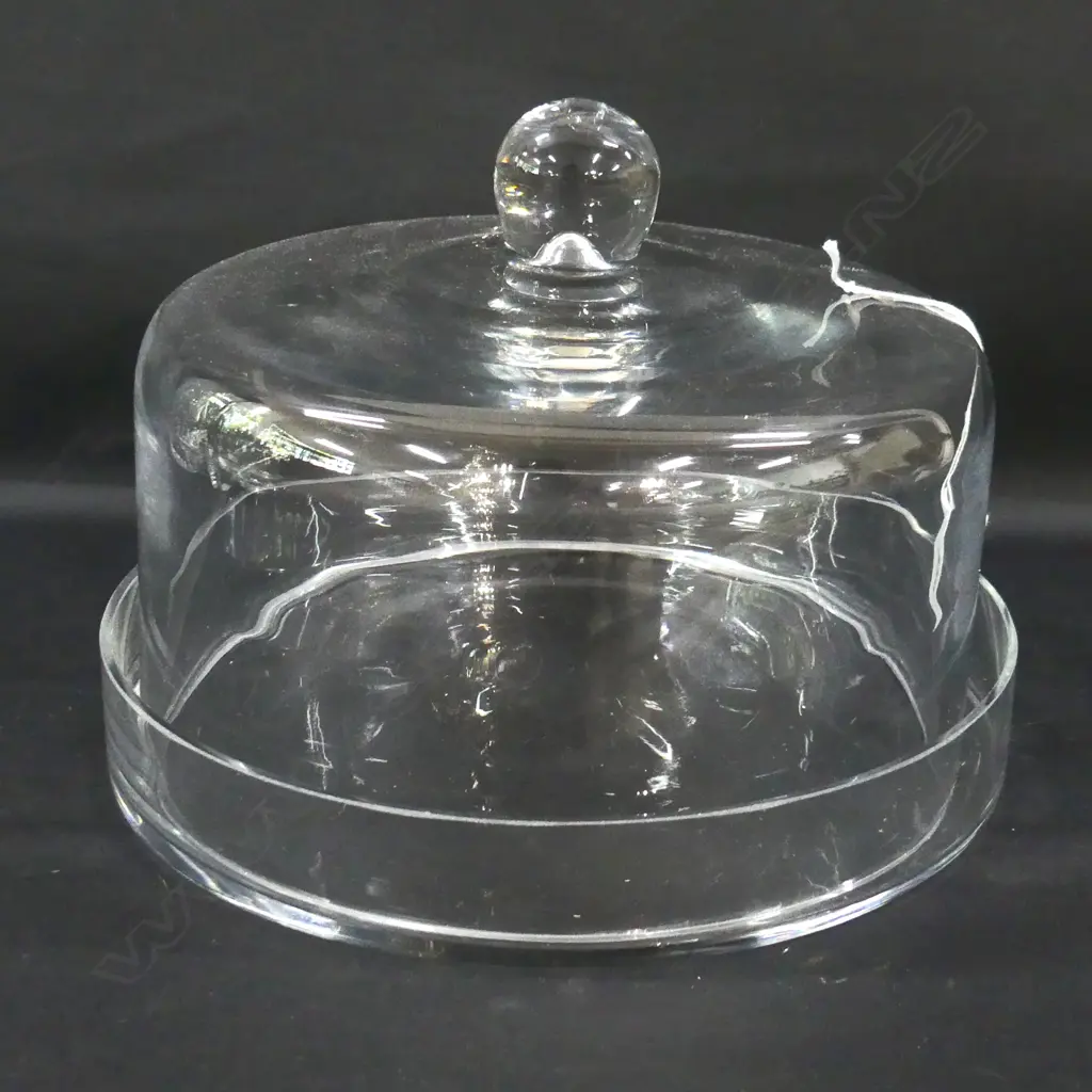 CLEAR GLASS CAKE PLATE & DOME 250mm dia Image 1++