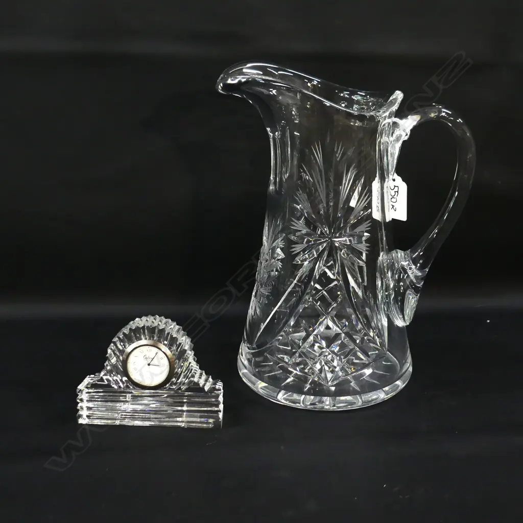 TALL CRYSTAL JUG H.245mm + GALWAY IRISH CRYSTAL CLOCK H.75mm Image 1++