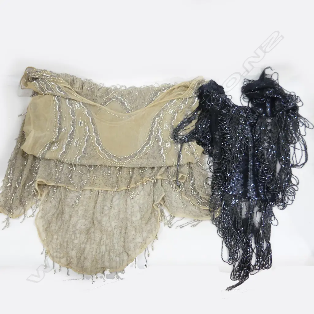 VINTAGE BEADED DRESS  (QUITE FRAGILE) + BLACK BEADED DRESS FRONT  Image 1++