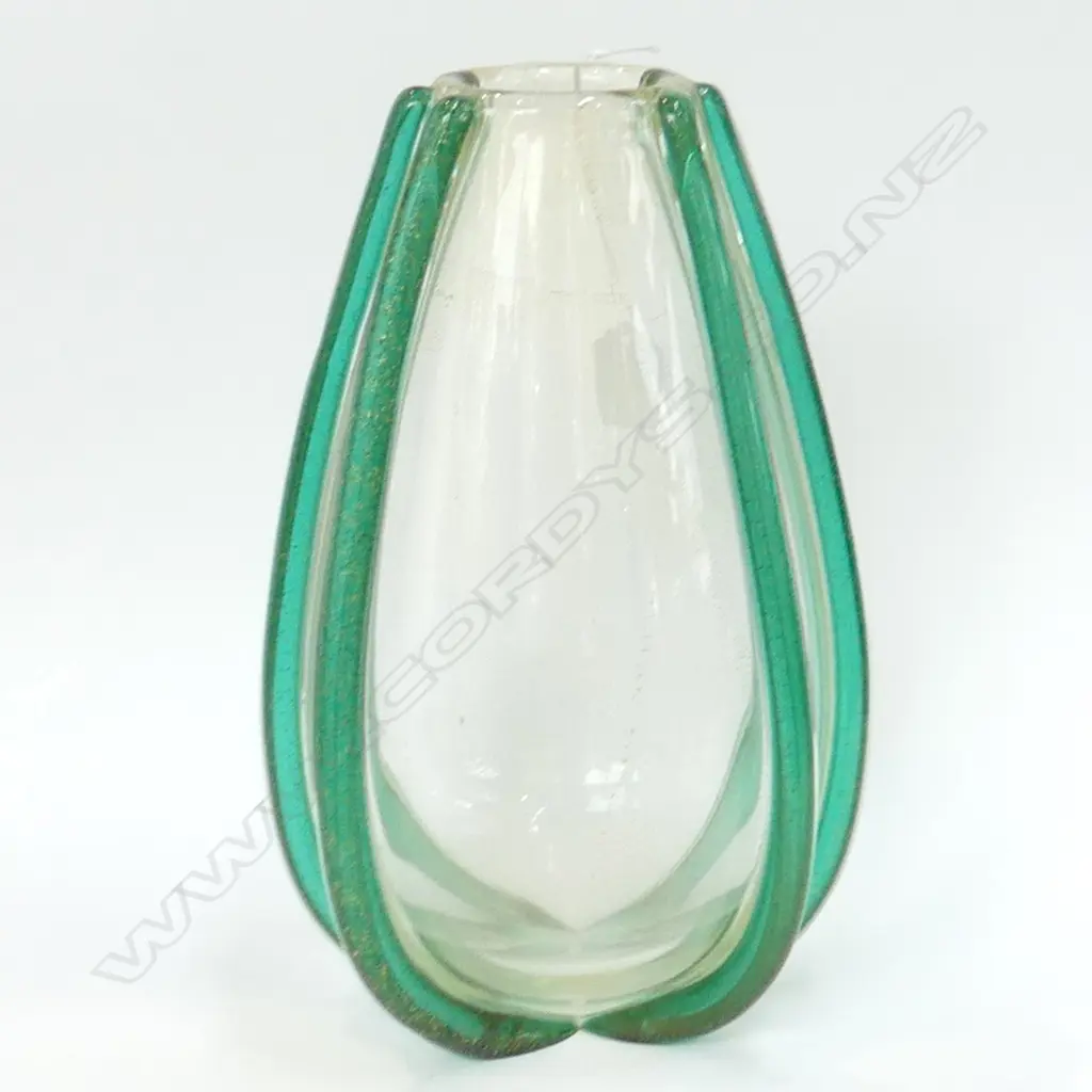 ART GLASS VASE w. 6 GREEN ARMS H.270mm Image 1++