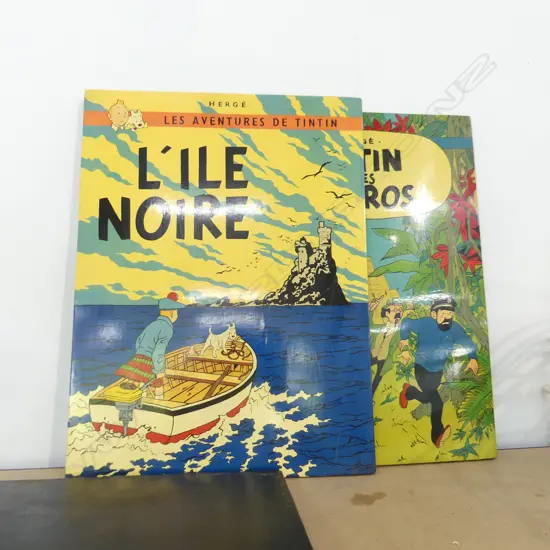 3 TIN TIN PRINTS ON WOOD 400 X 300MM
