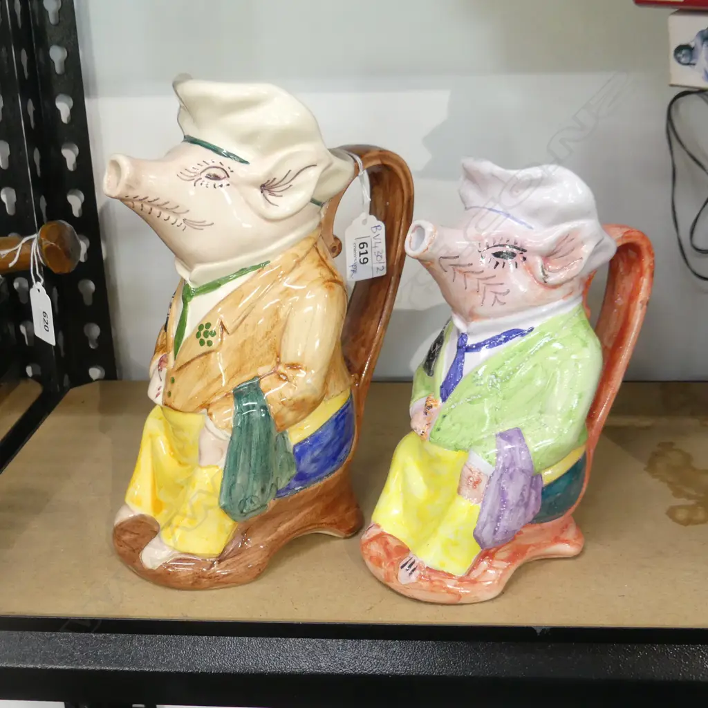 PR CERAMIC PIG JUGS; BASE MARKED 'OUTEIRO' H.250mm Image 1++