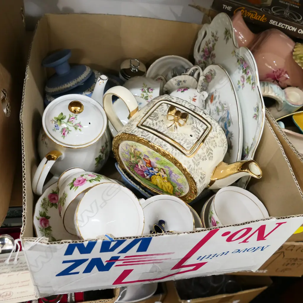 BOX LOT ASST. CHINA; COLCLOUGH TEA SET ETC Image 1++