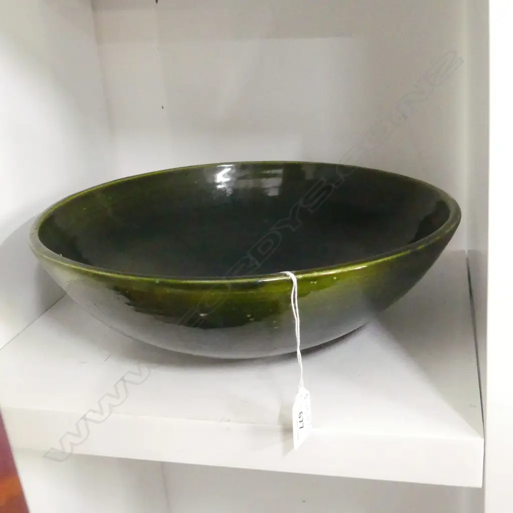 LGE STUDIO POTTERY GREEN GLAZED BOWL 330mm dia Image 1++
