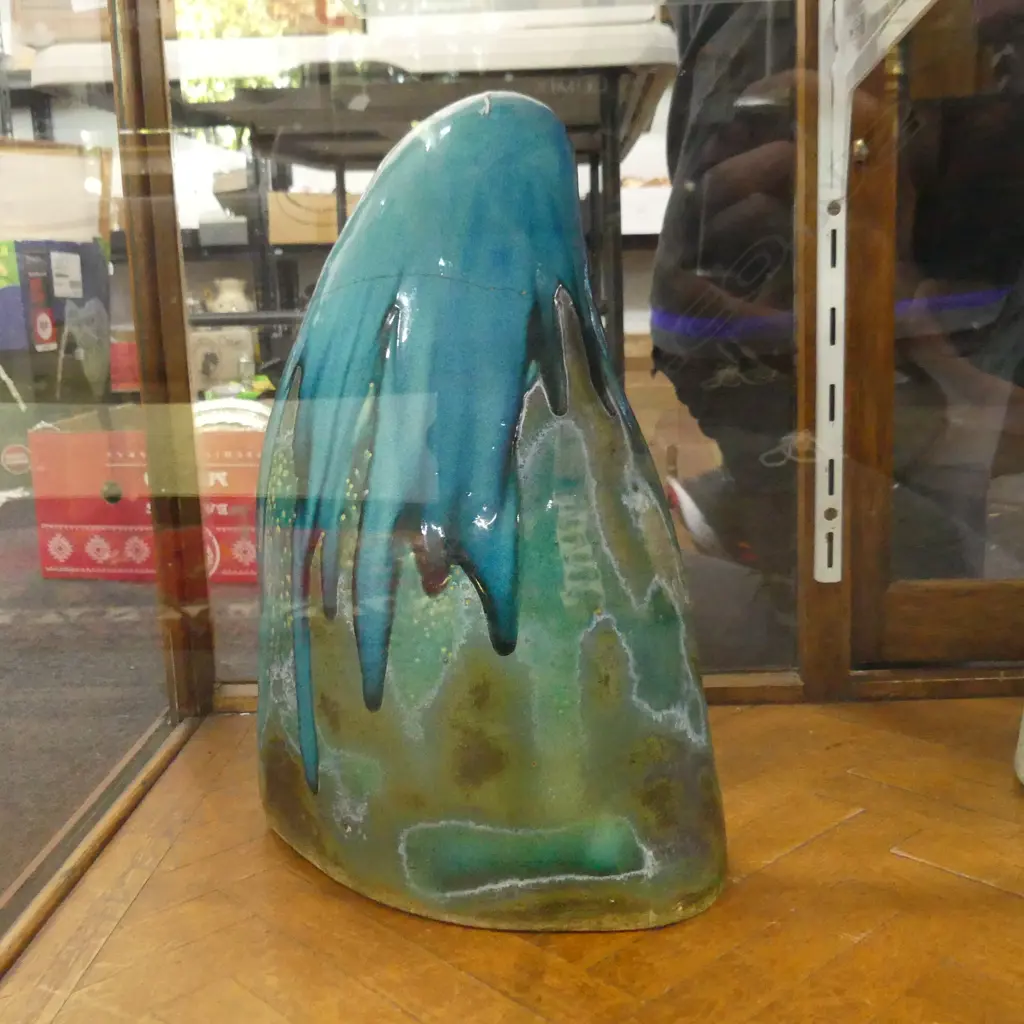 STUDIO POTTERY BLUE GLAZED SCULPTURE H.390mm Image 1++