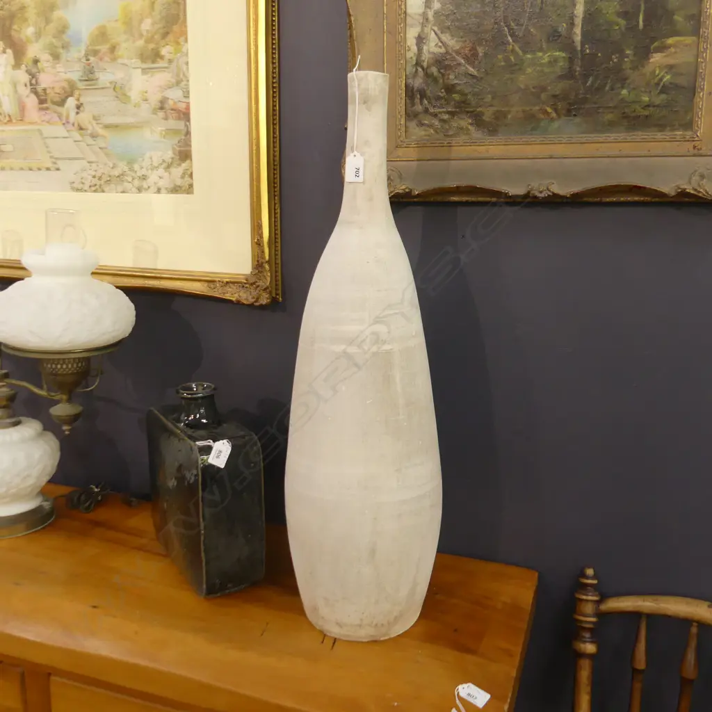 TALL WHITE STUDIO POTTERY VASE H.720mm Image 1++