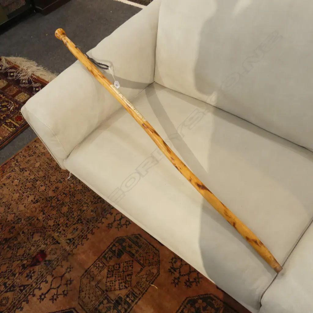 WOODEN WALKING STICK 'WALKING TRACKS OF STH ISLAND' BY PAKEKE LIONS CLUB GORE L.1260mm Image 1++
