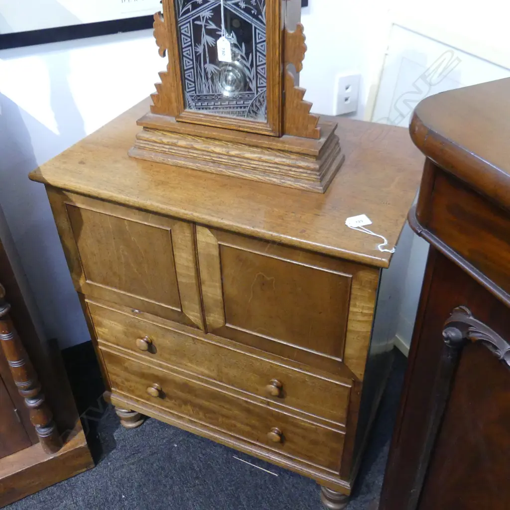 VINTAGE WOODEN COMMODE CHAIR RESEMBLES A CHEST OF DRAWERS Image 1++