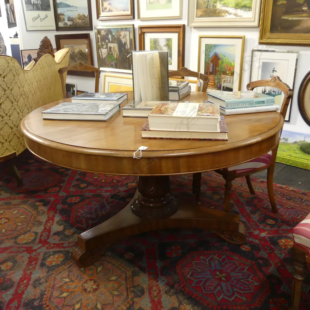 VICTORIAN MAHOGANY PEDESTAL TABLE 1330mm dia H.735mm Image 1++
