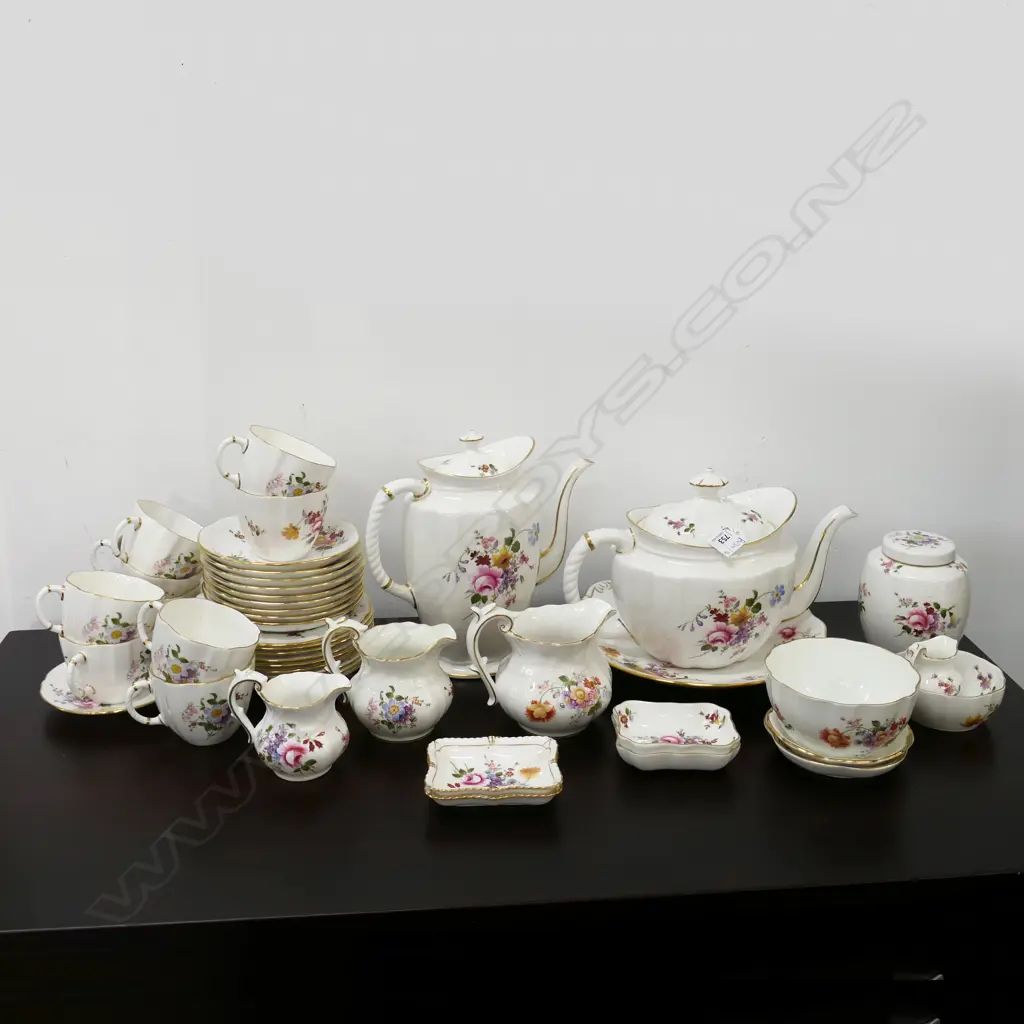 44 PCES ROYAL CROWN DERBY; 9 TRIOS, TEAPOT, COFFEE POT, 4 JUGS ETC Image 1++