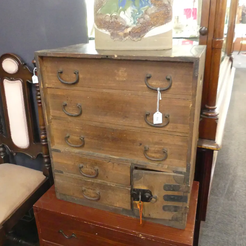 VINTAGE JAPANESE TANSU CHEST 500x300x560mm Image 1++
