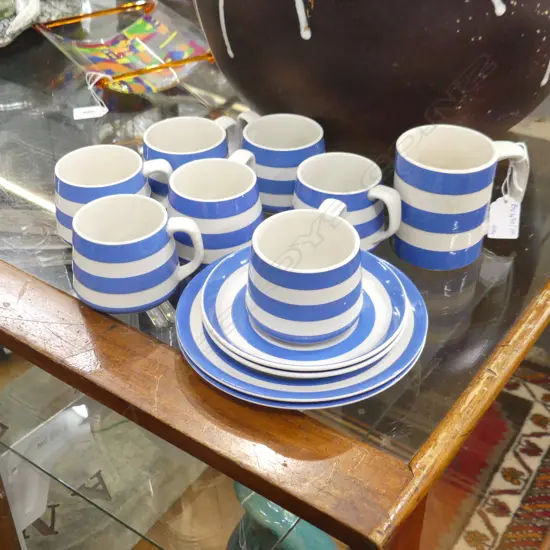 5 CORNISHWARE LIDDED CONTAINERS - ALL EARLY GREEN LABEL (1 LID MISSING) H.180mm
