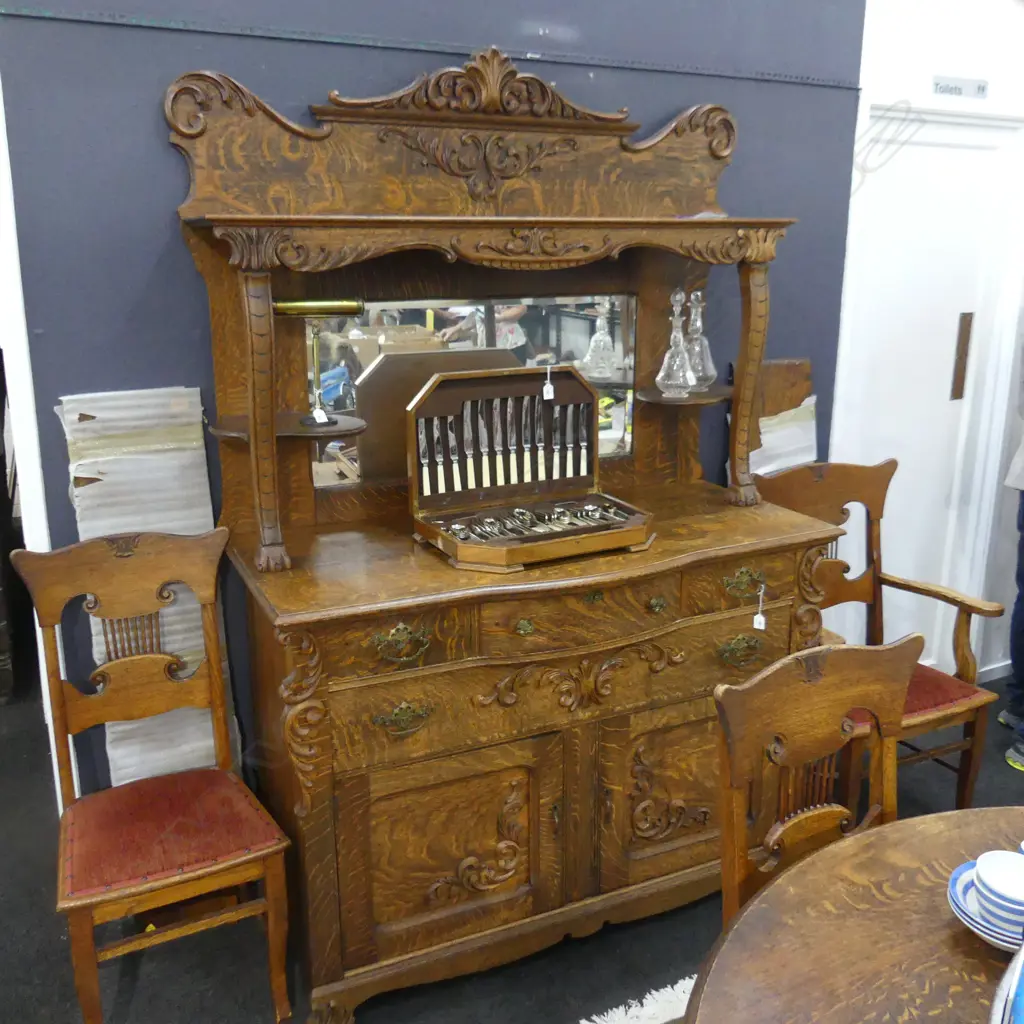 EARLY 20thC OAK DRESSER - ORNATE CARVING 1370x615x2100mm Image 1++