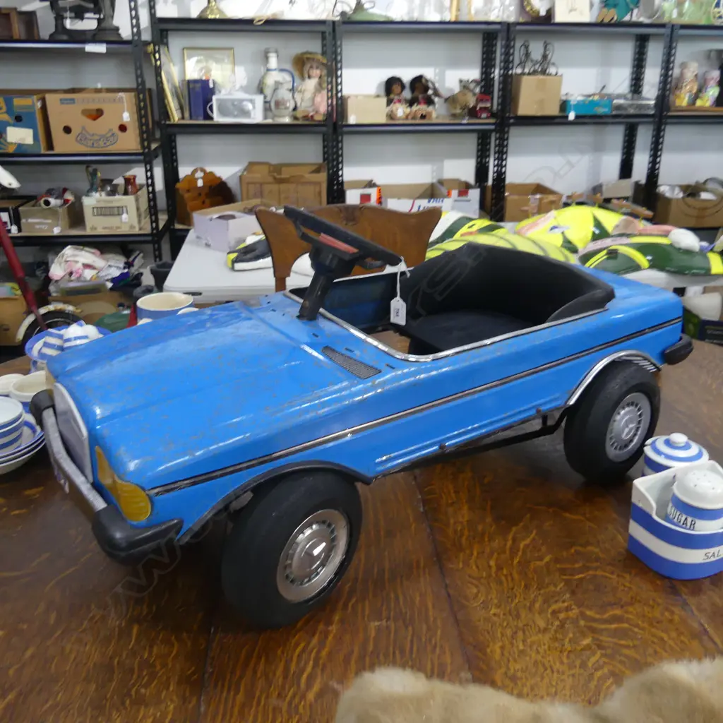 1980s TOY PEDAL CAR; BLUE MERCEDES L.950mm Image 1++