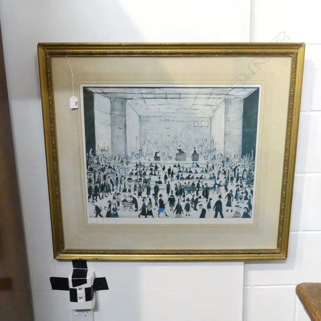 LOWRY PRINT; 'THE AUCTION' 450x545mm Image 1++