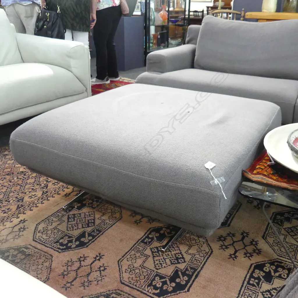 CALIA ITALIAN OTTOMAN; DARK GREY FABRIC 950x950x400mm Image 1++