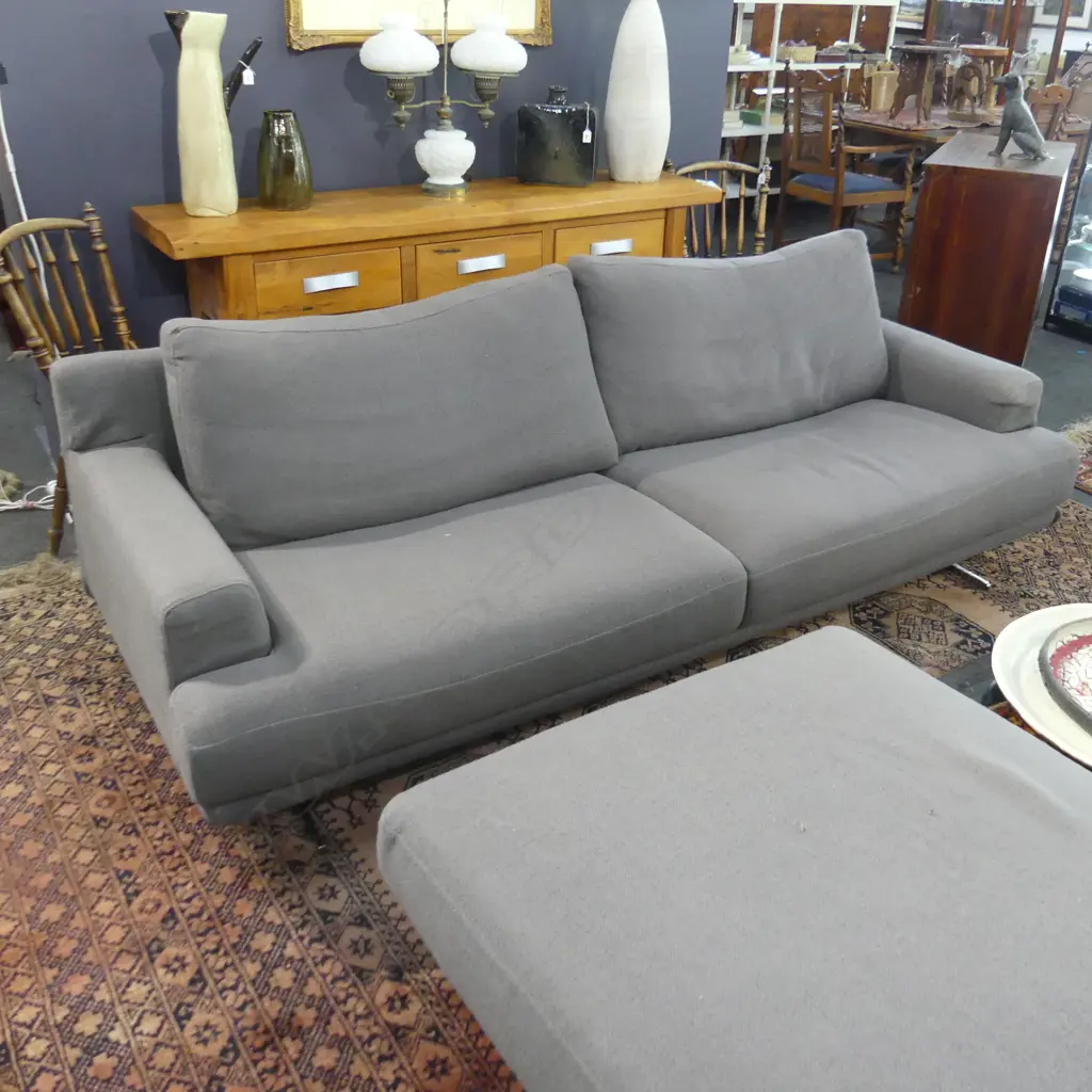 CALIA ITALIAN 3 SEATER SOFA; DARK GREY FABRIC W.2300mm Image 1++