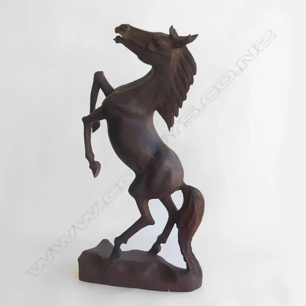 CARVED WOODEN REARING HORSE STATUE H.800mm Image 1++