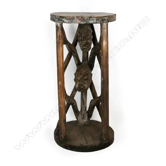 African figural carved stool,
