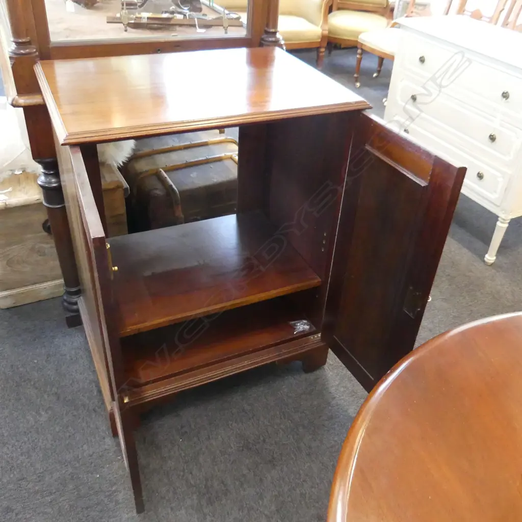 EDWARDIAN INLAID MAHOGANY 2 DOOR CUPBOARD WITH KEY 710x500x900mm - BACK WITH HOLE Image 1++