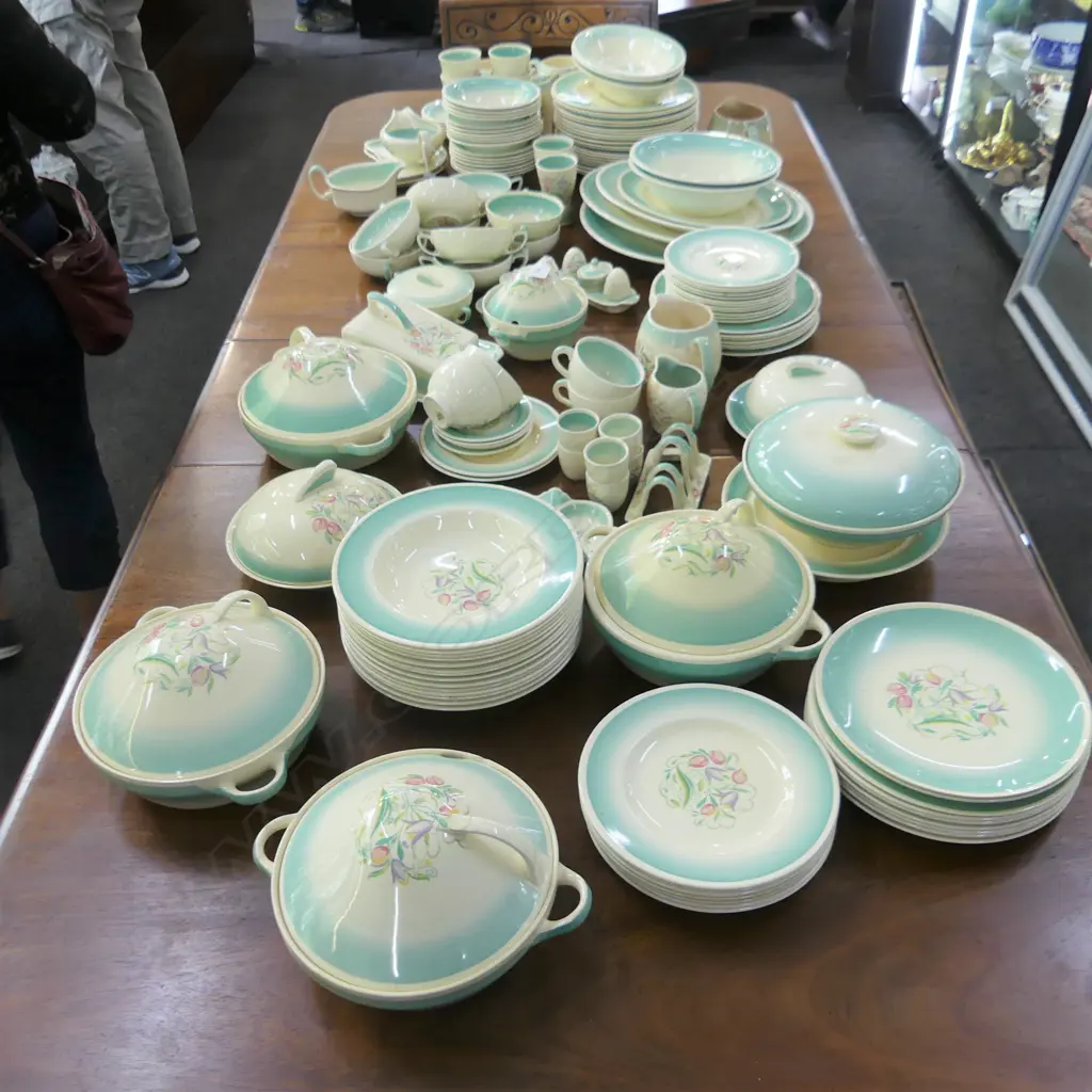 VERY LARGE SUSIE COOPER DRESDEN SPRAY DINNER SERVICE (crazing / some chips) Image 1++