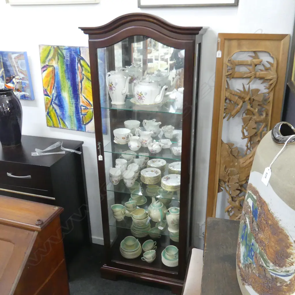 ROSEWOOD & GLASS DISPLAY CABINET H. 1850  530MM 590 X 300MM Image 1++
