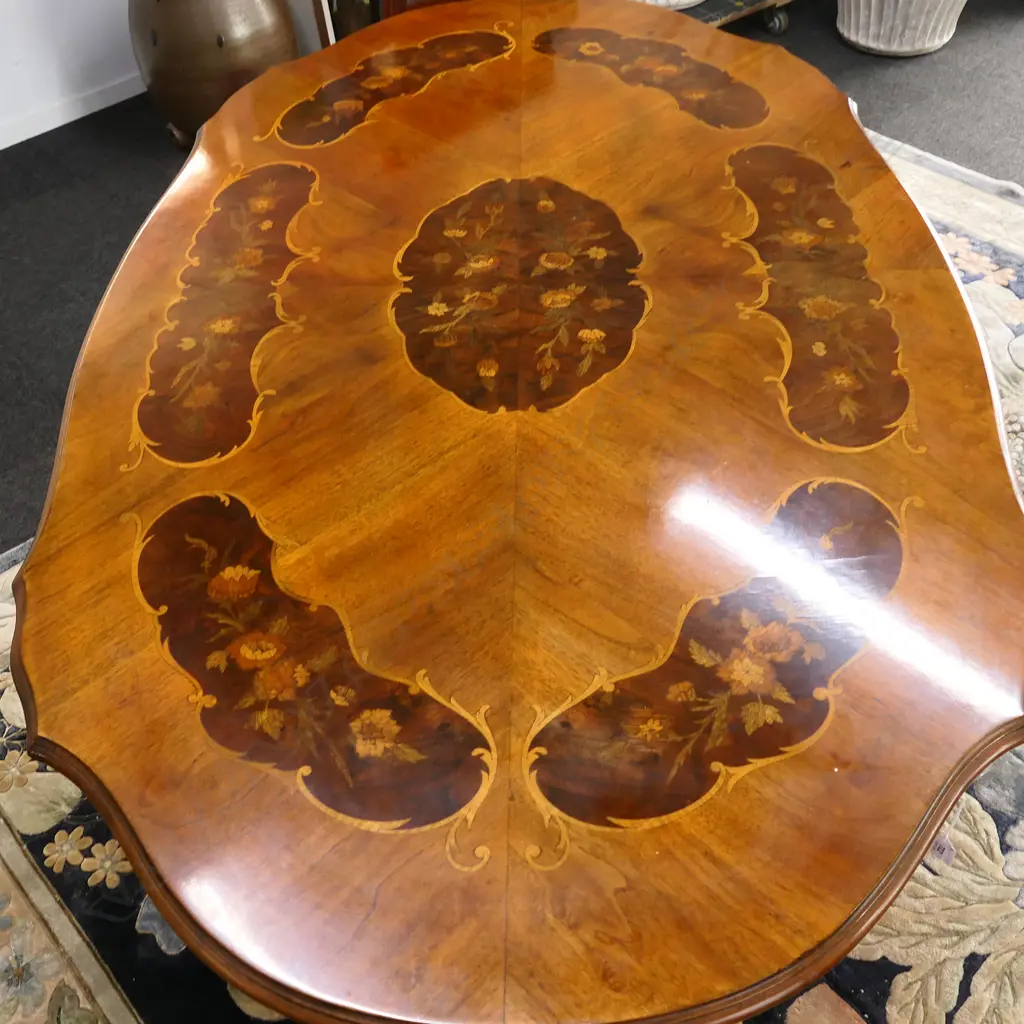 ORNATE ITALIAN INLAID DINING TABLE PEDESTAL BASE 1800x1100x750mm Image 1++