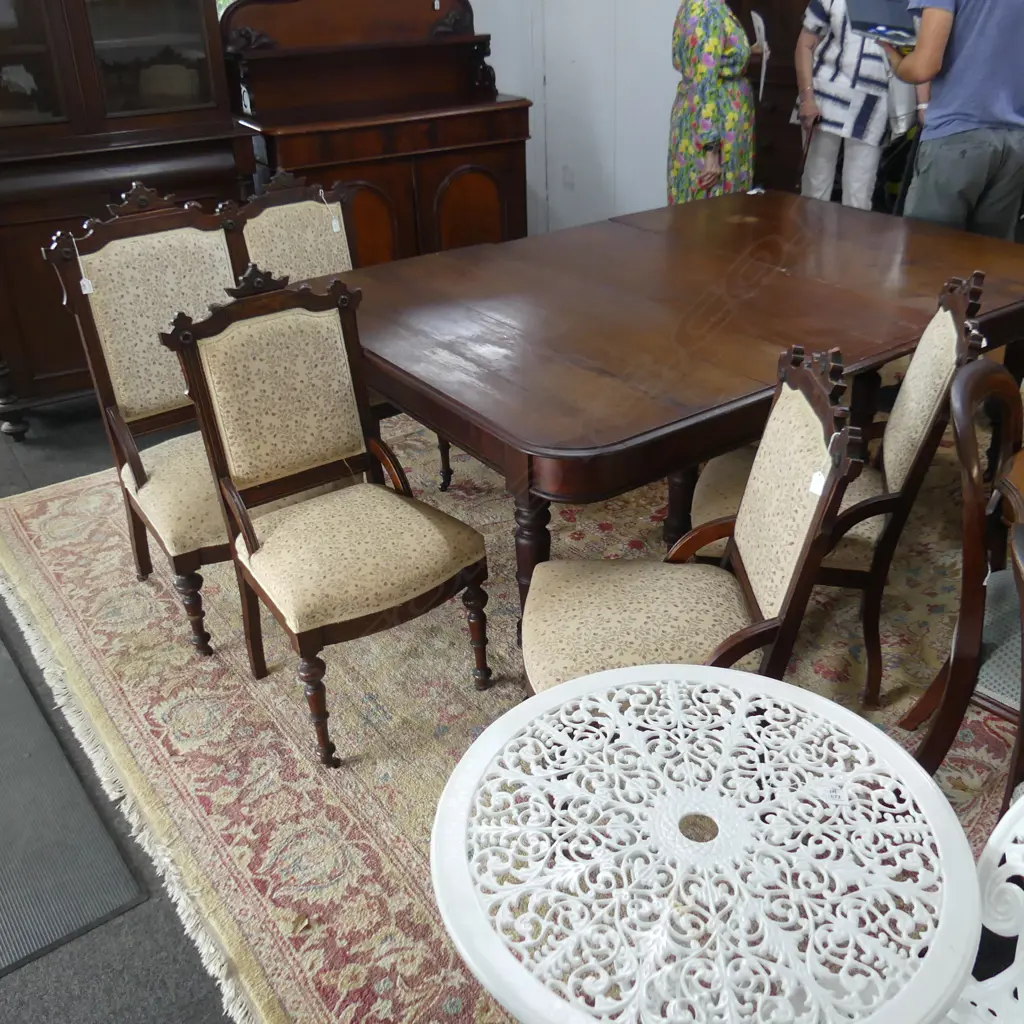 5  EDWARDIAN UPHOLSTERED MAHOGANY OCCASIONAL CHAIRS. ONE LARGER .CARVED CREST ABOVE WALNUT PANEL.ONTURNED LEGS. Image 1++