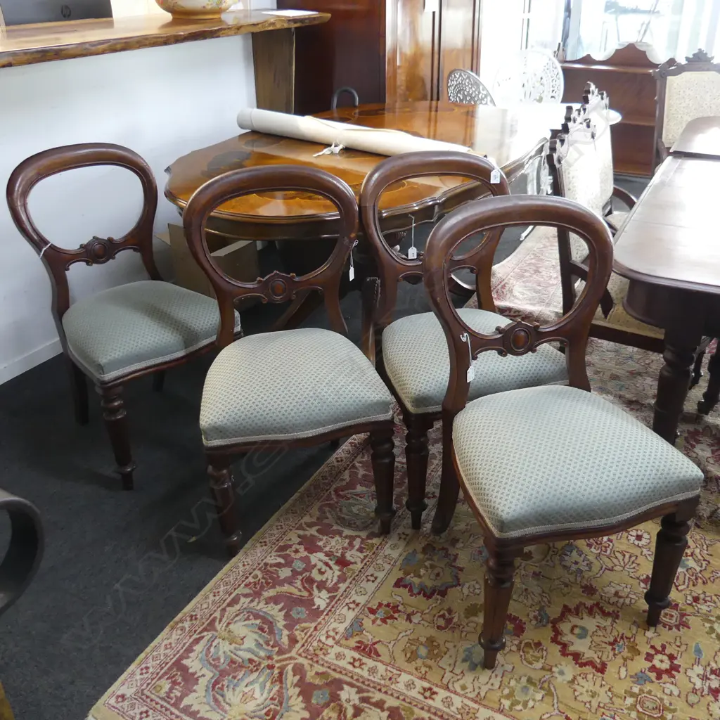 4 CLASSIC BALLOON BACK MAHOGANY CHAIRS. Image 1++