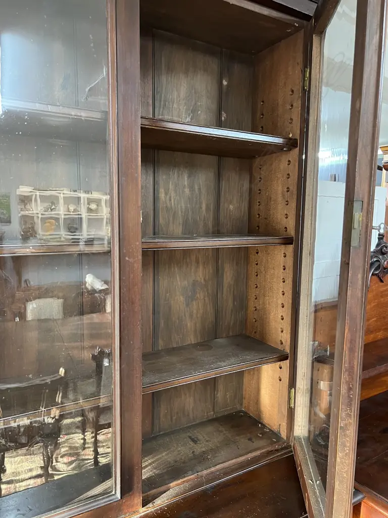 VERY ORIGINAL KAURI COLONIAL BOOKCASE CHIFFONIER. TOP W 3 SHELVES.base with 1/2 columns  .H.2300mm W.1030mm Image 1++
