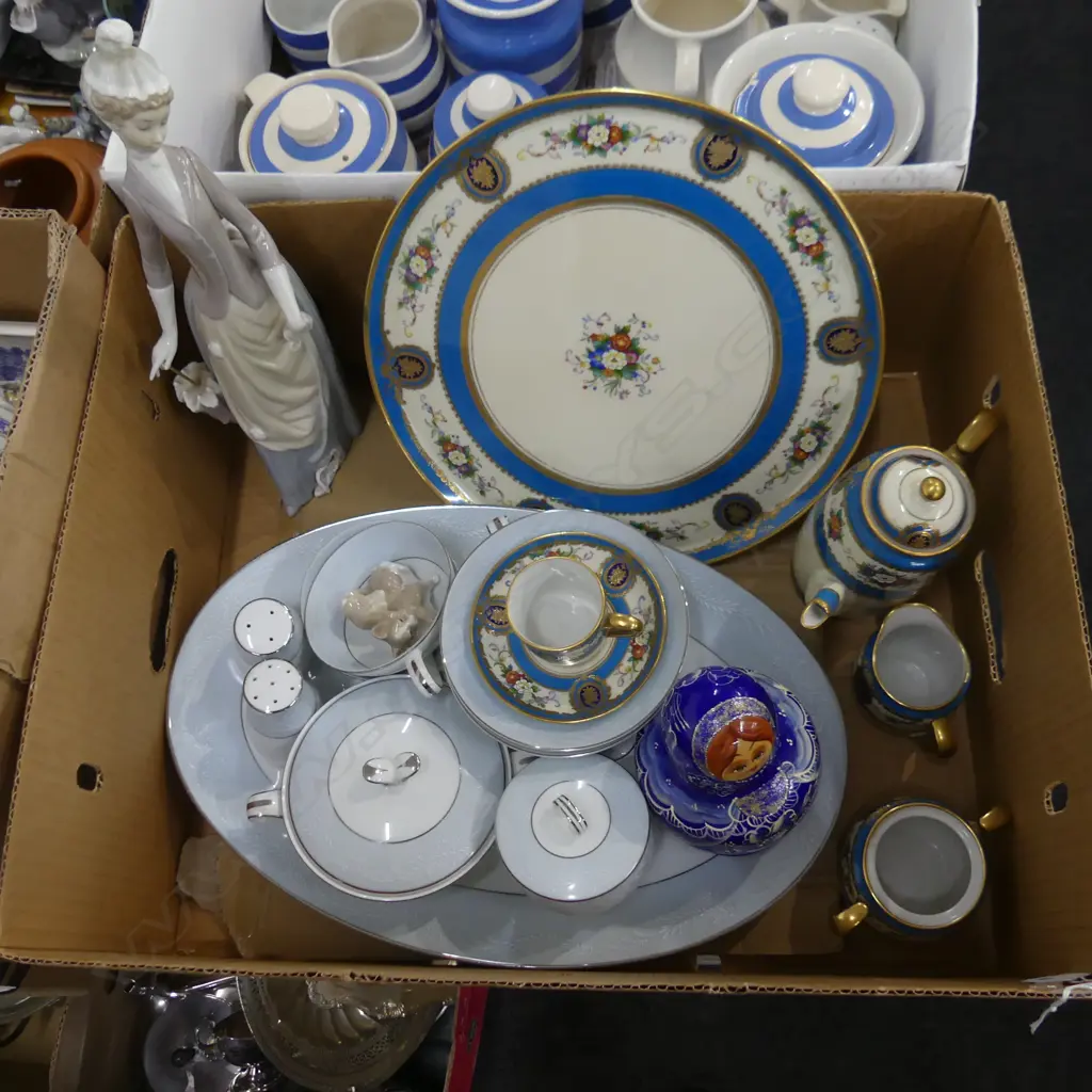 BOX LOT PART NORITAKE SET & AF LLADRO FIGURE & RUSSIAN BABUSHKA DOLLS Image 1++