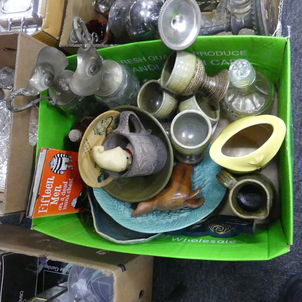 BOX LOT ASST. STUDIO POTTERY ETC Image 1++